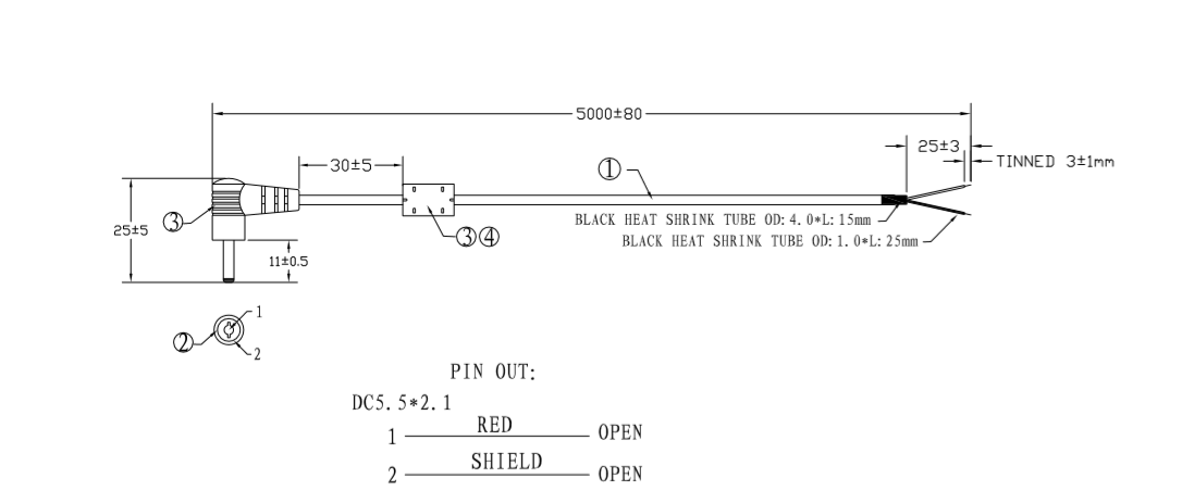 Power Cable for Xenarc Monitors - 5 METER