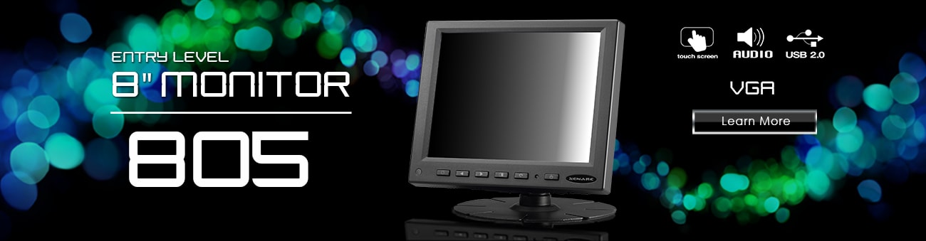 8 inch monitor, 8 inch touchscreen, small monitor, small touchscreen https://www.xenarc.com ruggedized solutions manufacturer for all industries  HDMI, VGA, DVI, SDI Video Inputs