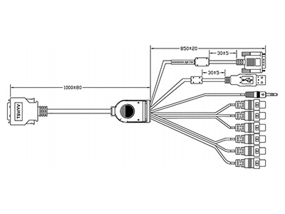 26-PIN TSV Series Monitor VGA & AV Input Cable - 1.8 METER